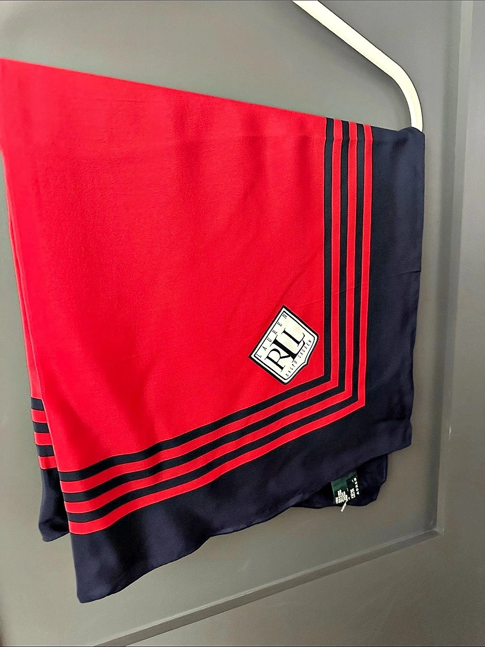 Ralph Lauren Red & Navy Silk Scarf